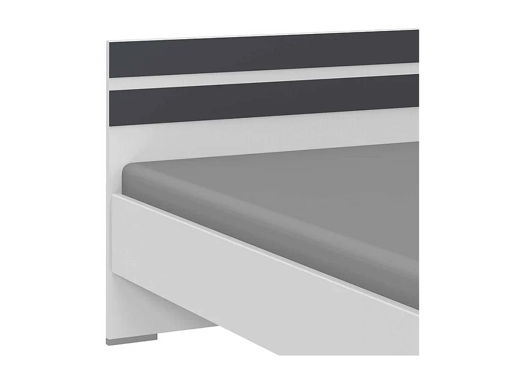 Günstiges Singlebett in Weiß und Dunkelgrau Variante mit Schubladen