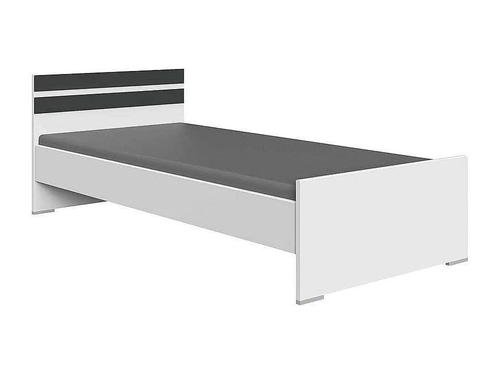 Günstiges Singlebett in Weiß und Dunkelgrau Variante mit Schubladen