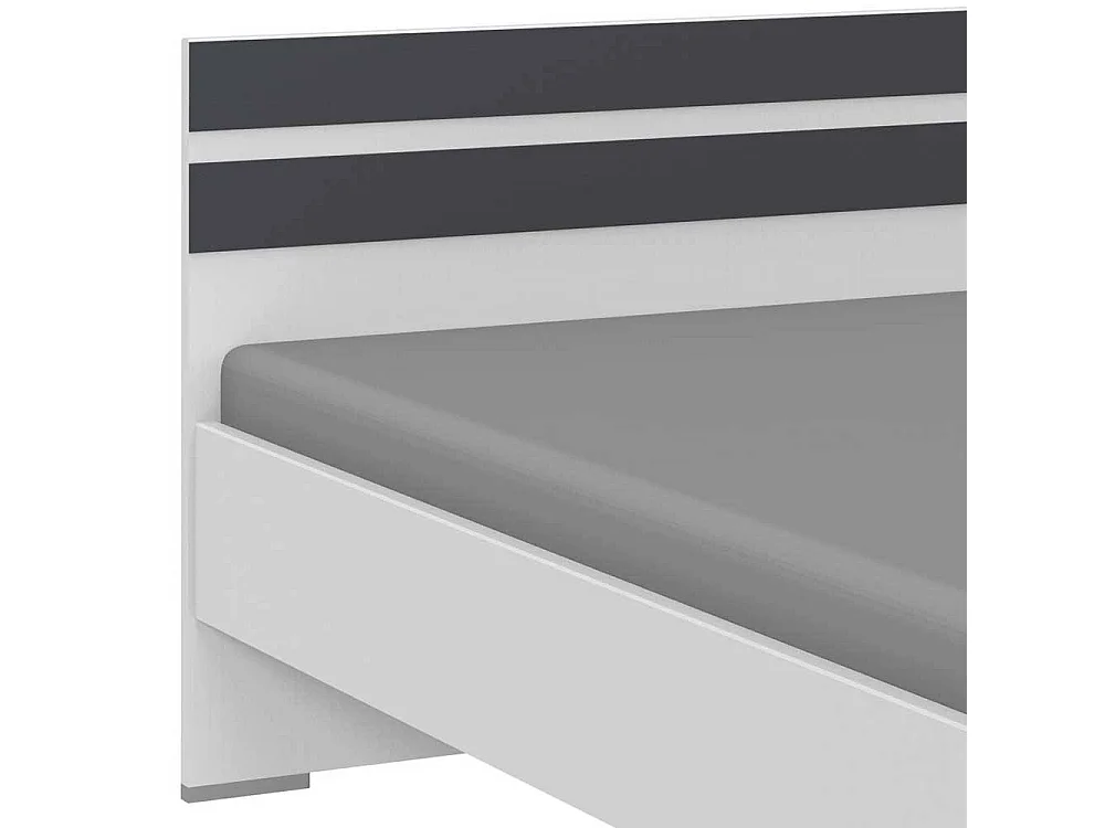 Günstiges Singlebett in Weiß und Dunkelgrau Variante mit Schubladen