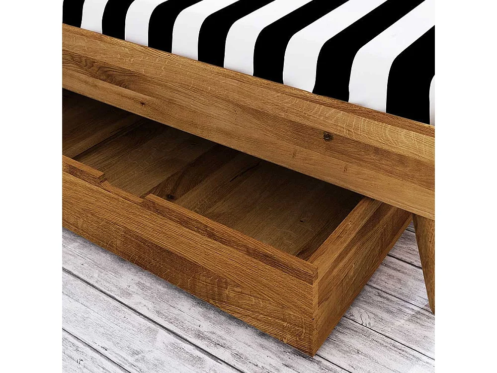 Massivholz Doppelbett aus Wildeiche geölt Schubladen