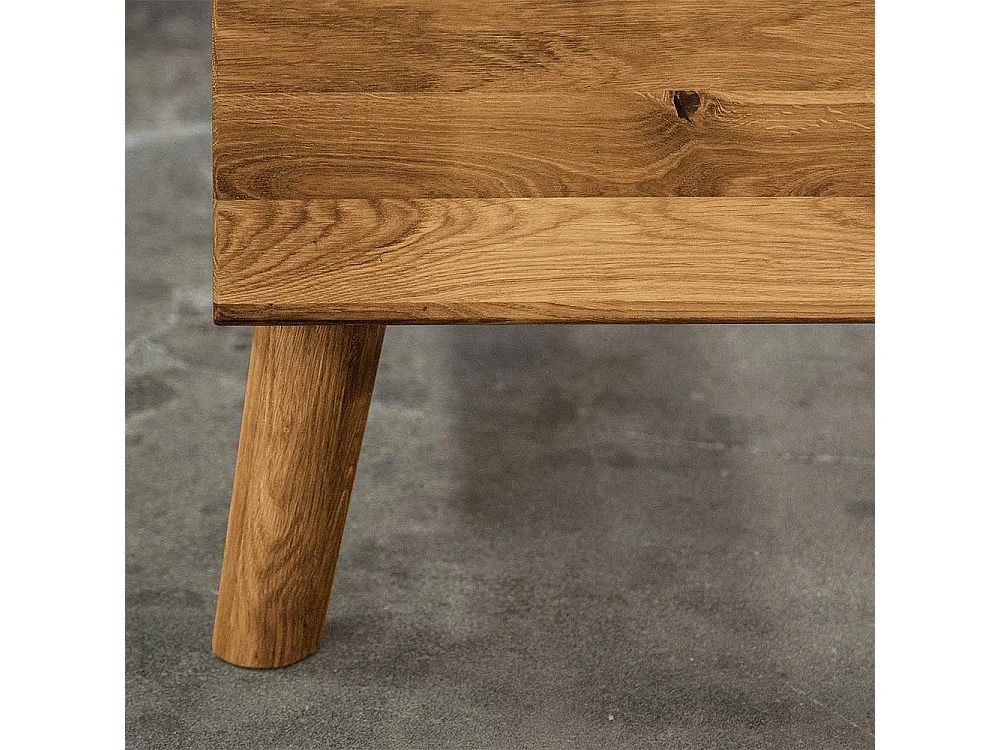 Massivholz Doppelbett aus Wildeiche geölt Schubladen