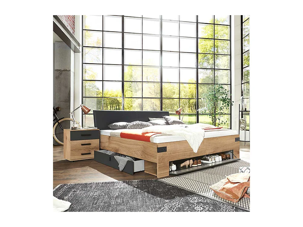 Schubladenbett im Industry und Loft Stil Made in Germany