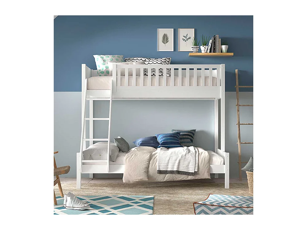 Weißes Doppelstockbett im Skandi Design optional mit Schubladen