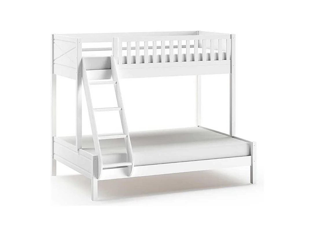 Weißes Doppelstockbett im Skandi Design optional mit Schubladen