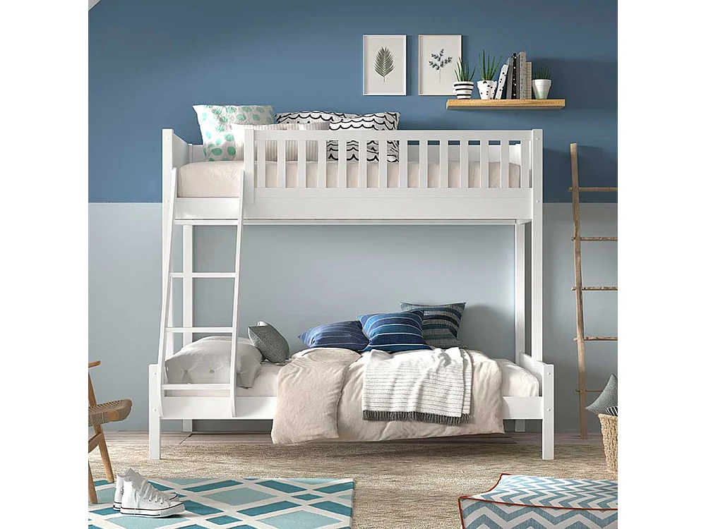 Weißes Doppelstockbett im Skandi Design optional mit Schubladen