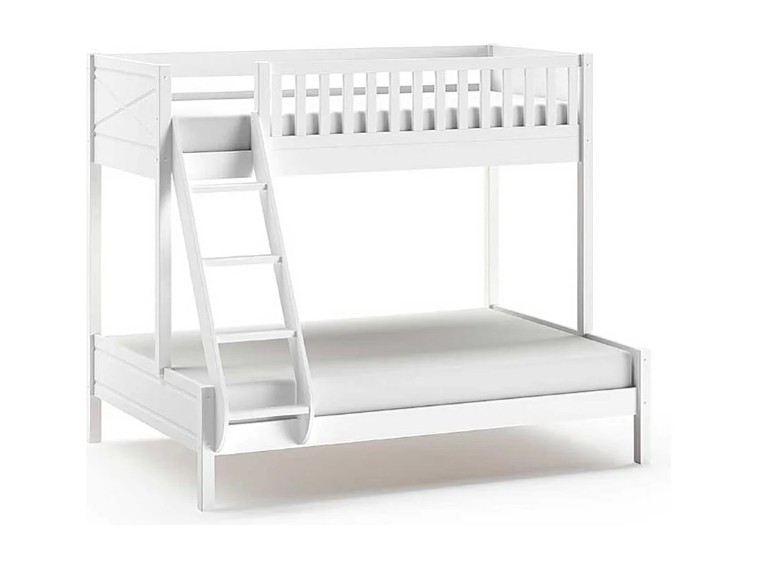 Weißes Doppelstockbett im Skandi Design optional mit Schubladen
