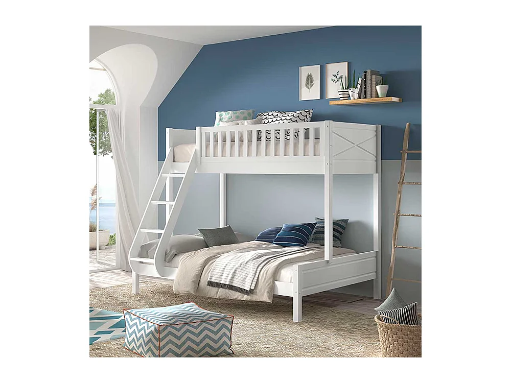 Weißes Doppelstockbett im Skandi Design optional mit Schubladen