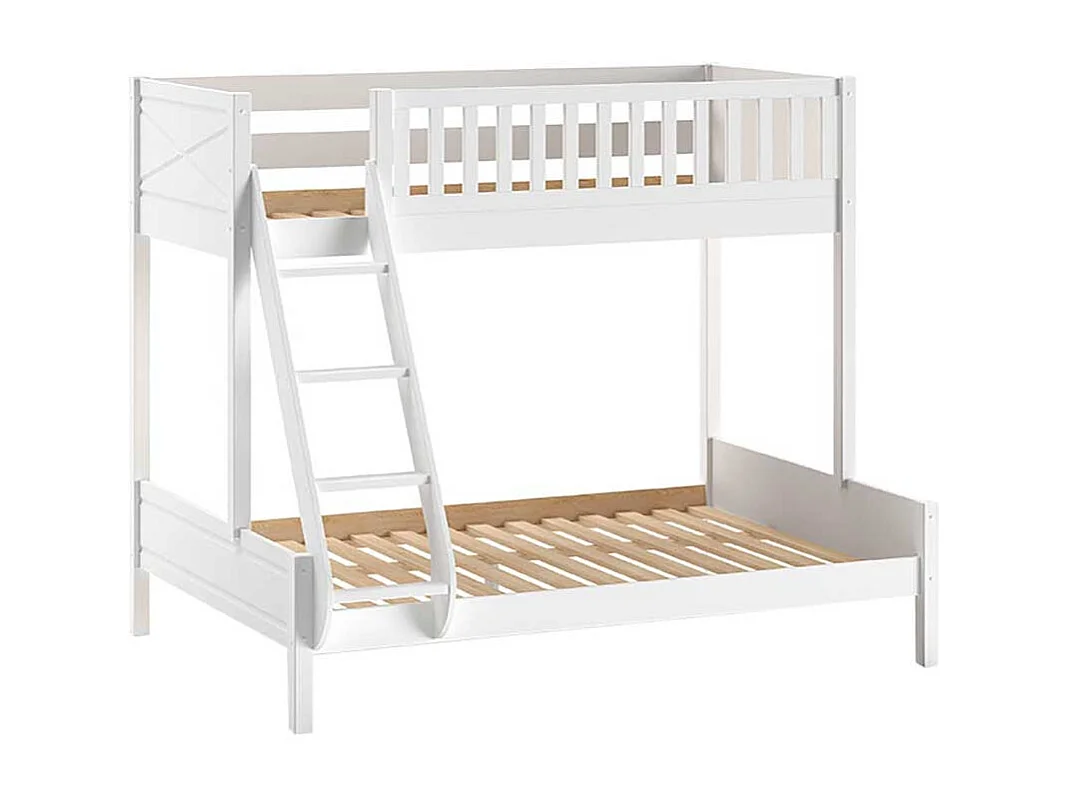 Weißes Doppelstockbett im Skandi Design optional mit Schubladen