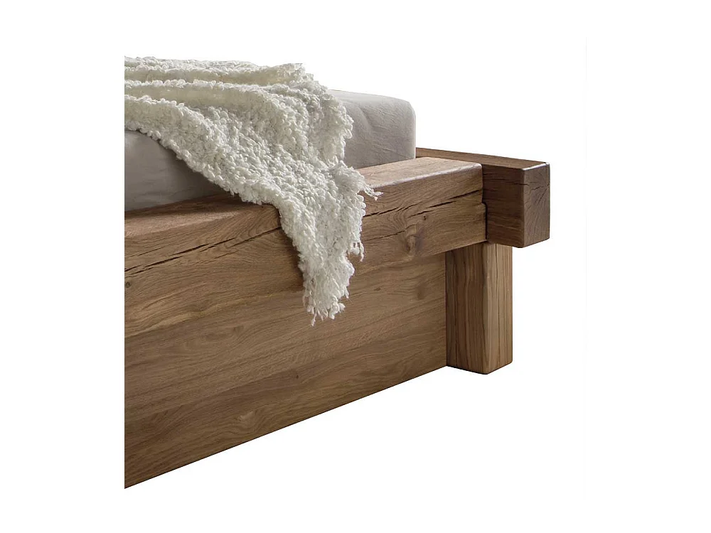 Doppelbett aus Wildeiche Massivholz Schublade (dreiteilig)