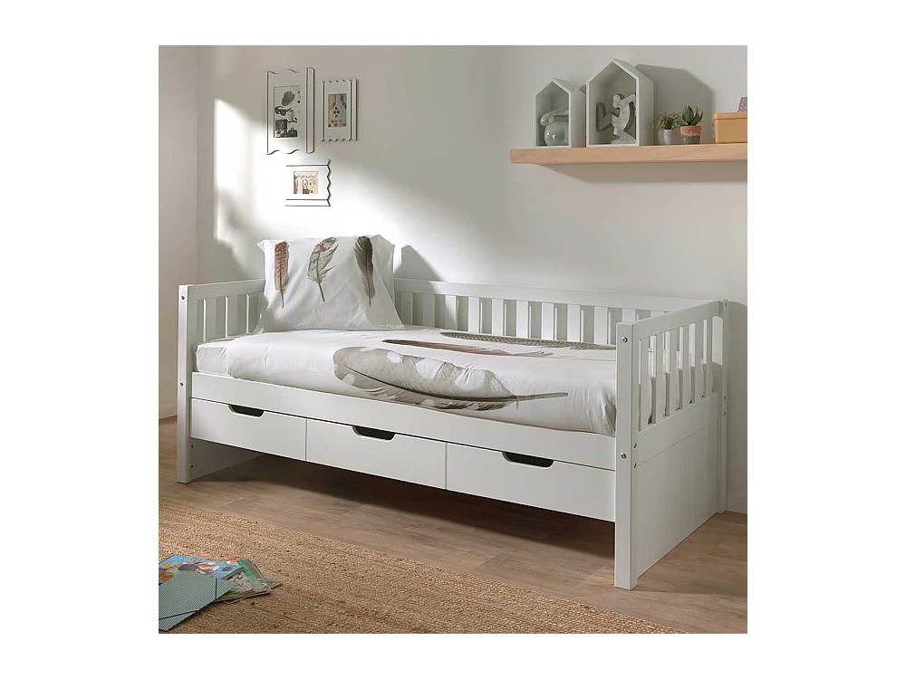 Kojenbett mit Schubladen in Weiß Skandi Design