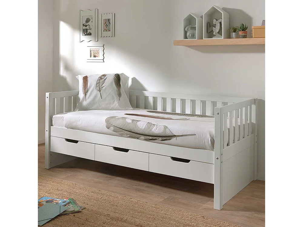 Kojenbett mit Schubladen in Weiß Skandi Design