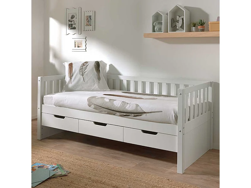 Kojenbett mit Schubladen in Weiß Skandi Design