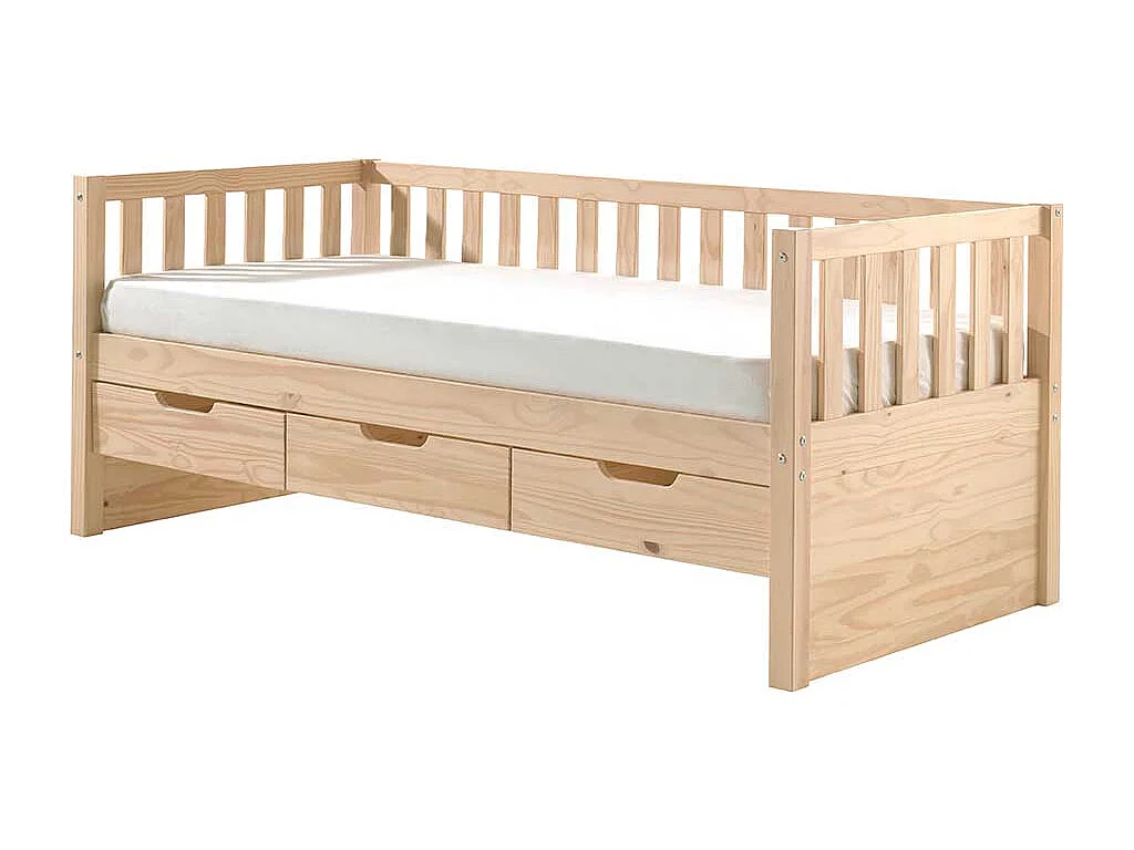 Kojenbett mit Schubladen aus Kiefer Massivholz Skandi Design