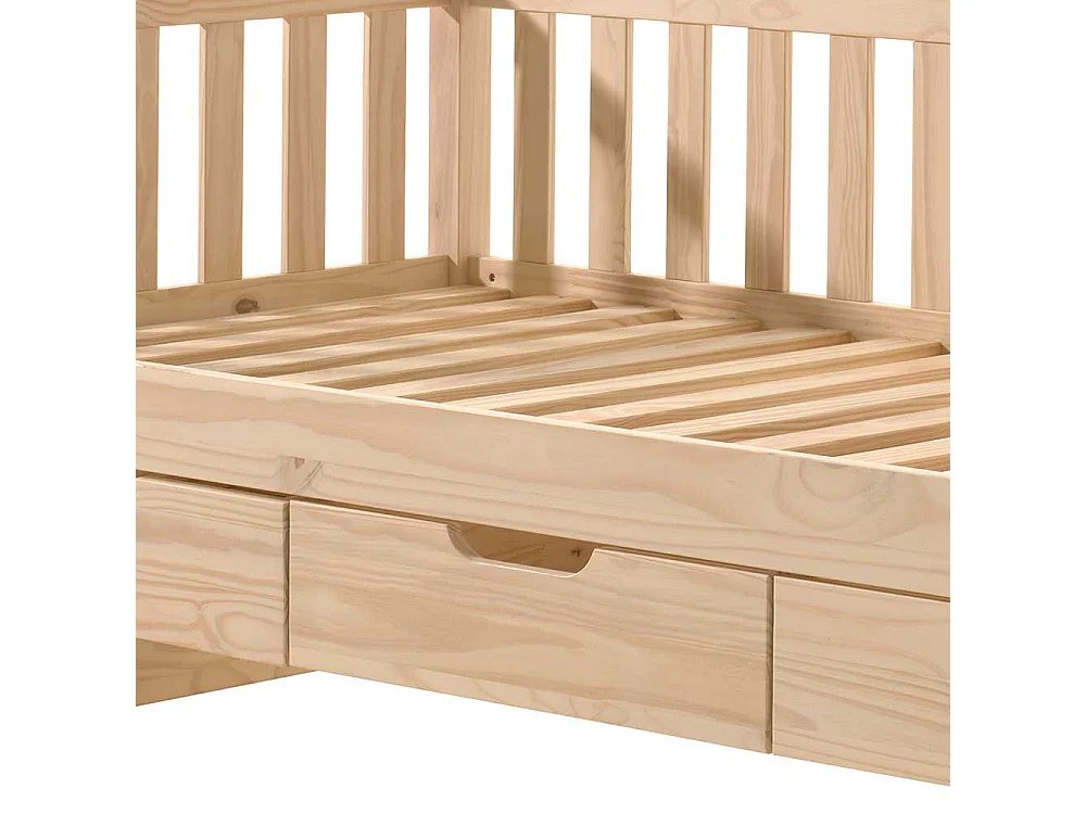 Kojenbett mit Schubladen aus Kiefer Massivholz Skandi Design