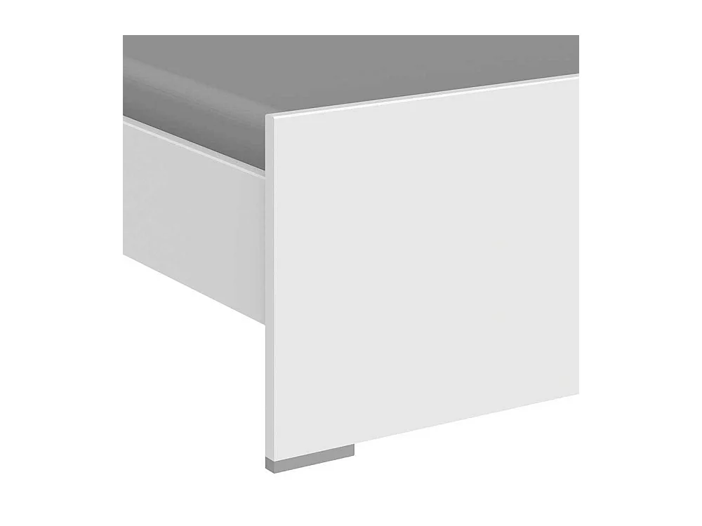 Einzelbett in Beton Lichtgrau und Weiß Variante mit Schubladen