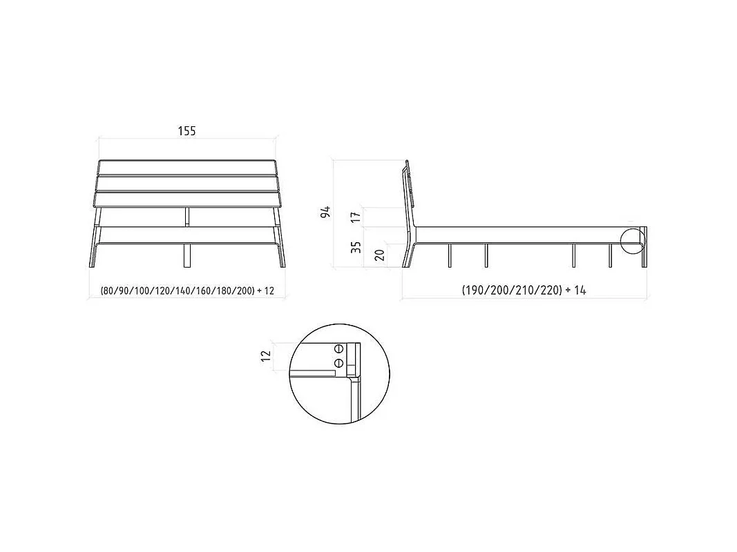 Holzbett - wahlweise mit Schubladen Kernbuche Massivholz