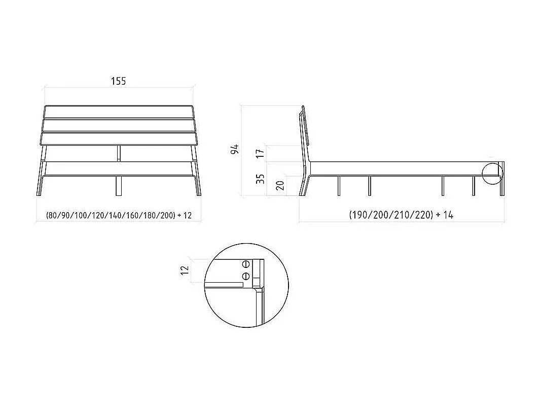 Holzbett - wahlweise mit Schubladen Kernbuche Massivholz
