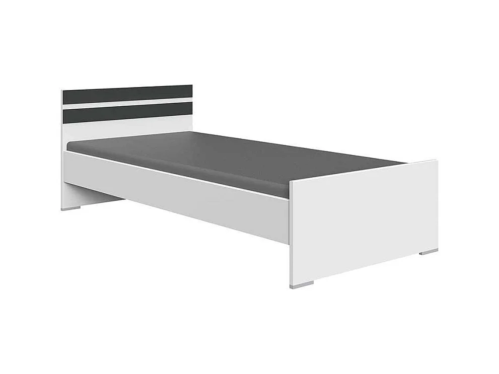 Günstiges Singlebett in Weiß und Dunkelgrau Variante mit Schubladen