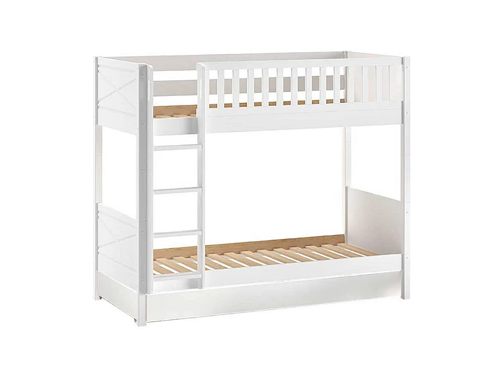 Etagenbett mit Schublade weiss im Skandi Design Leiter