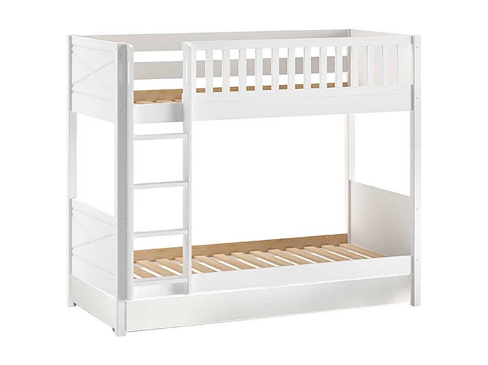 Etagenbett mit Schublade weiss im Skandi Design Leiter