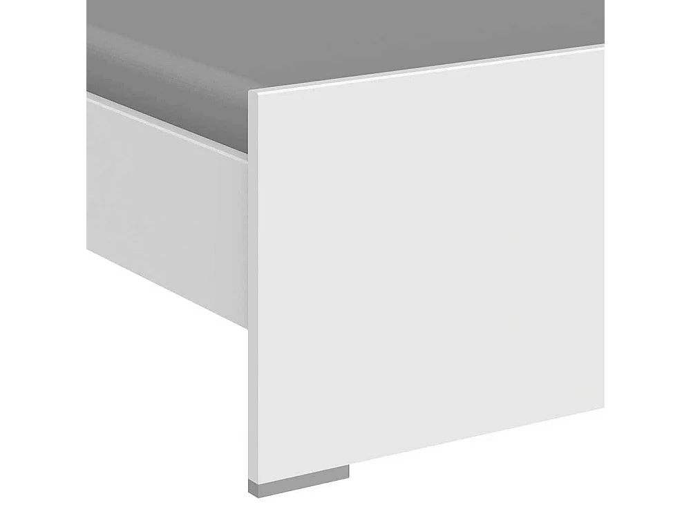 Einzelbett in Beton Lichtgrau und Weiß Variante mit Schubladen