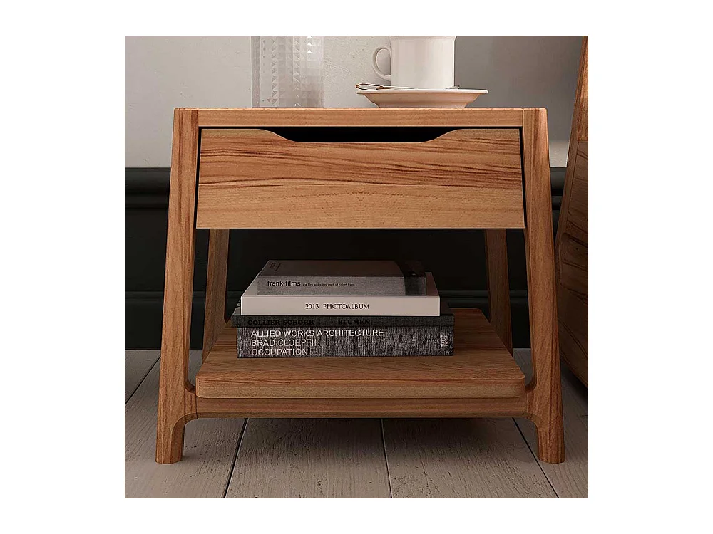 Bett mit Polsterkopfteil in Beige Kernbuche Massivholz