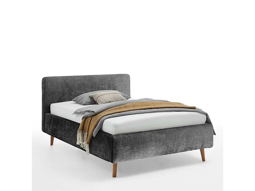 Gepolsterte Betten modern in Anthrazit Vierfußgestell aus Holz