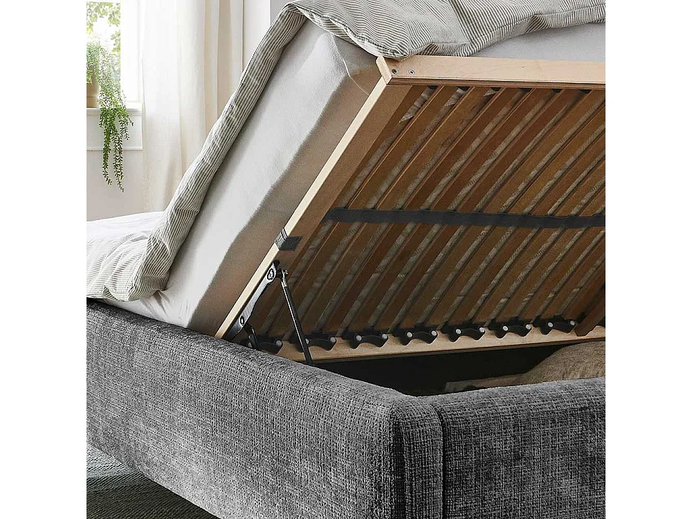 Gepolsterte Betten modern in Anthrazit Vierfußgestell aus Holz