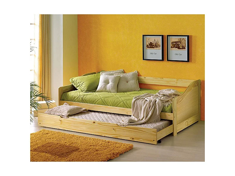 Holzbett aus Kiefer Massivholz Ausziehbett