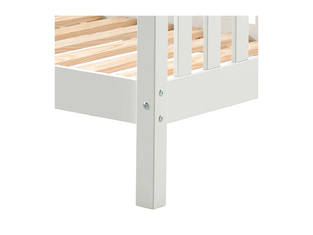 Weißes Kastenbett aus Kiefer Massivholz Skandi Design