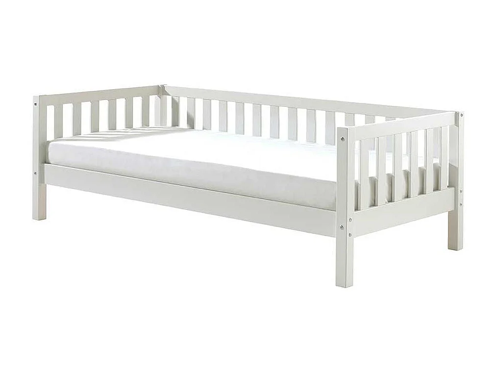 Weißes Kastenbett aus Kiefer Massivholz Skandi Design