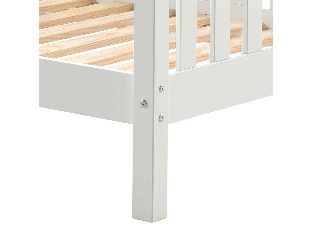 Weißes Kastenbett aus Kiefer Massivholz Skandi Design