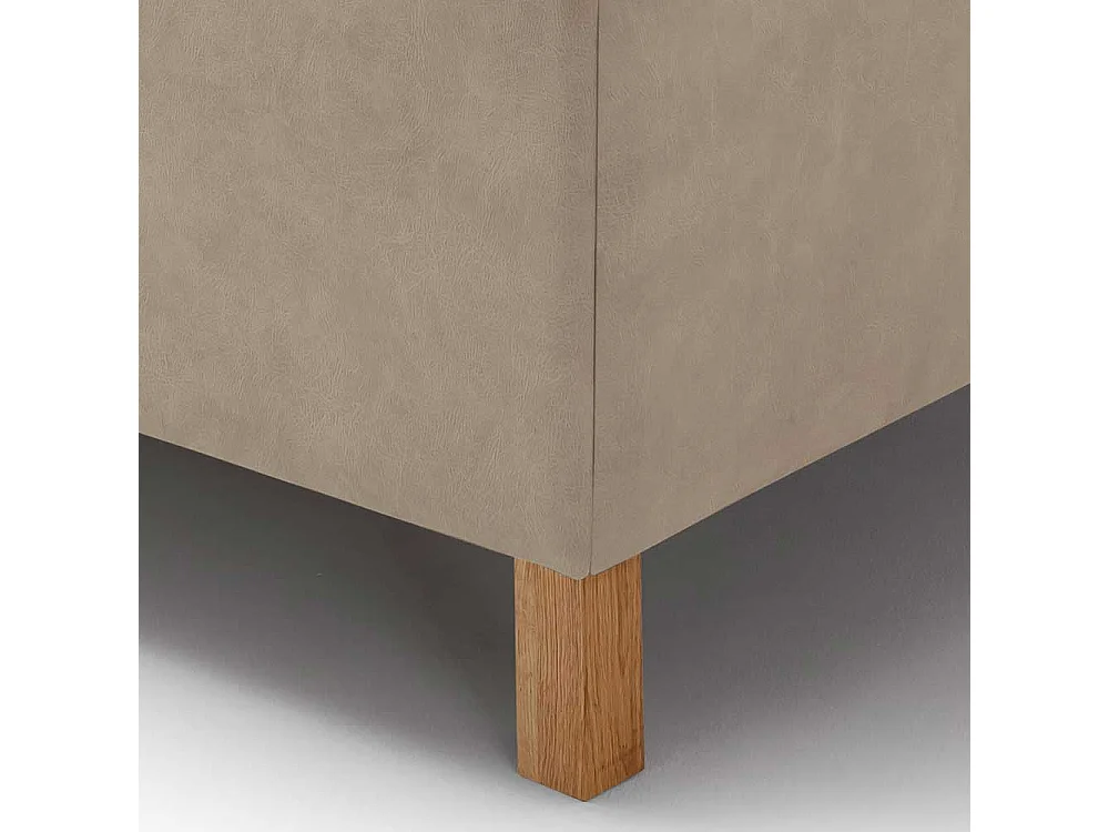 Polsterbett Microfaserbezug in Beige Vierfußgestell aus Holz