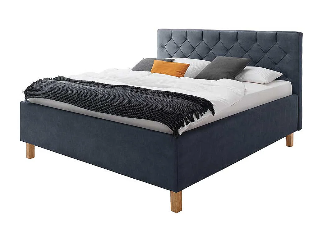 Mikrofaser Polster Bett in Blaugrau Bettkasten