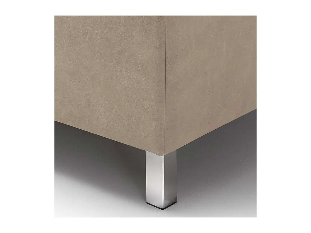 Polster Bett Microfaser in Beige Chromfarben