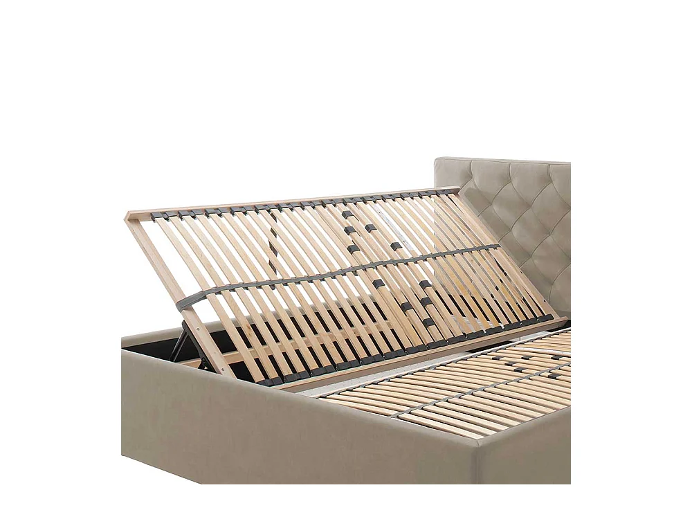 Polster Bett Microfaser in Beige Chromfarben