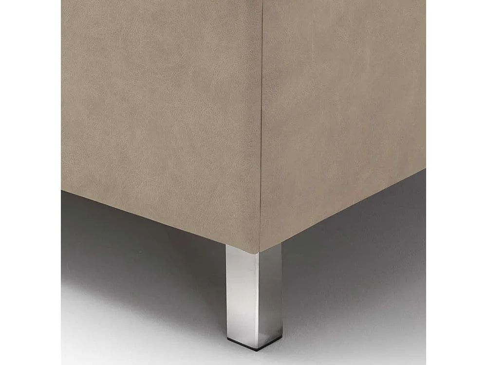 Polster Bett Microfaser in Beige Chromfarben