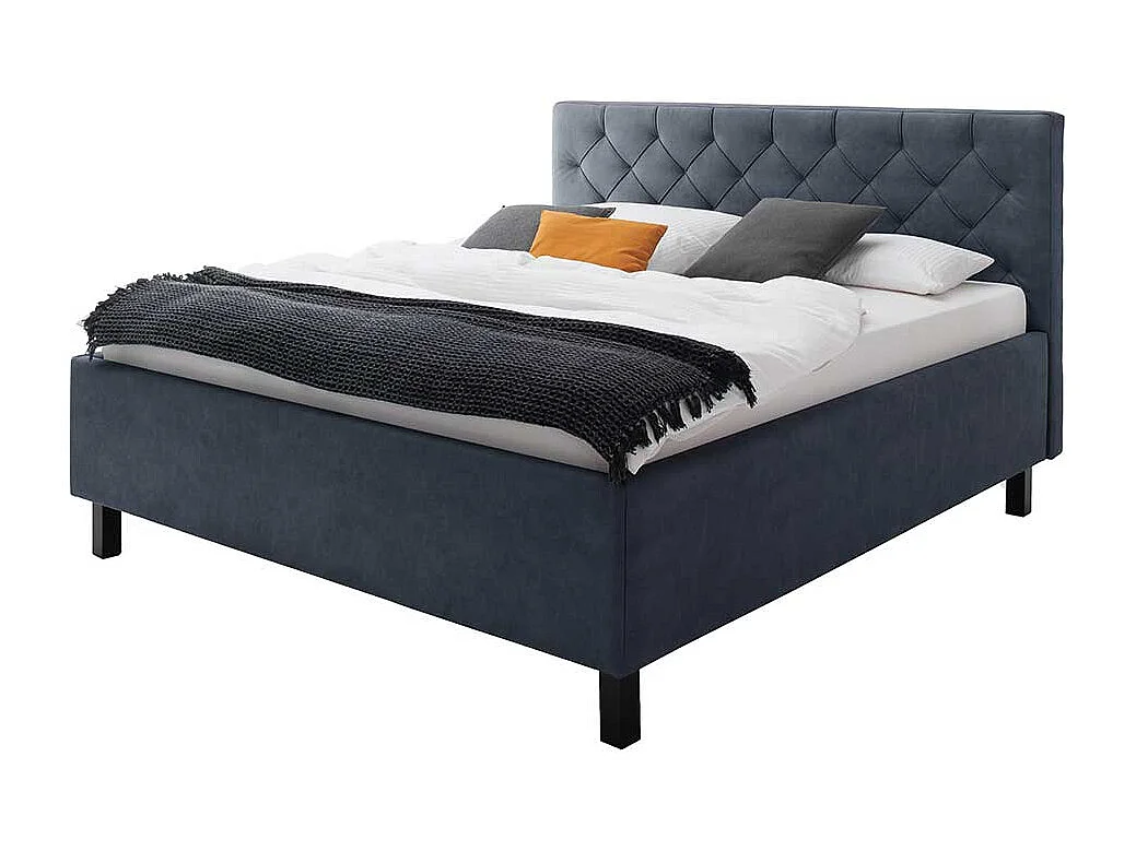 Polsterbett Blaugrau mit Microfaser Bezug Bettkasten
