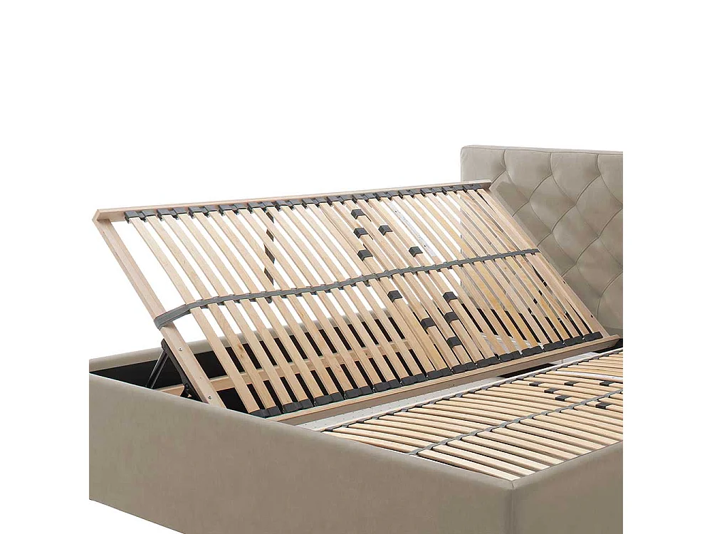 Polster Bett Microfaser in Beige Chromfarben