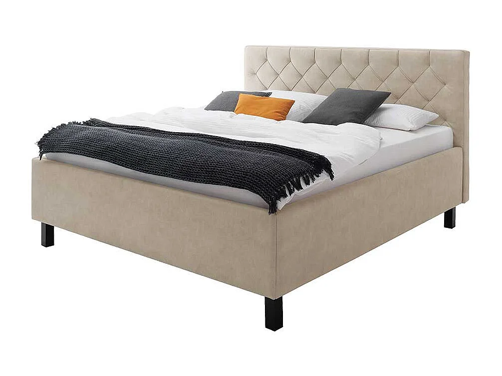 Mikrofaser Polsterbett mit gestepptem Kopfteil Bettkasten