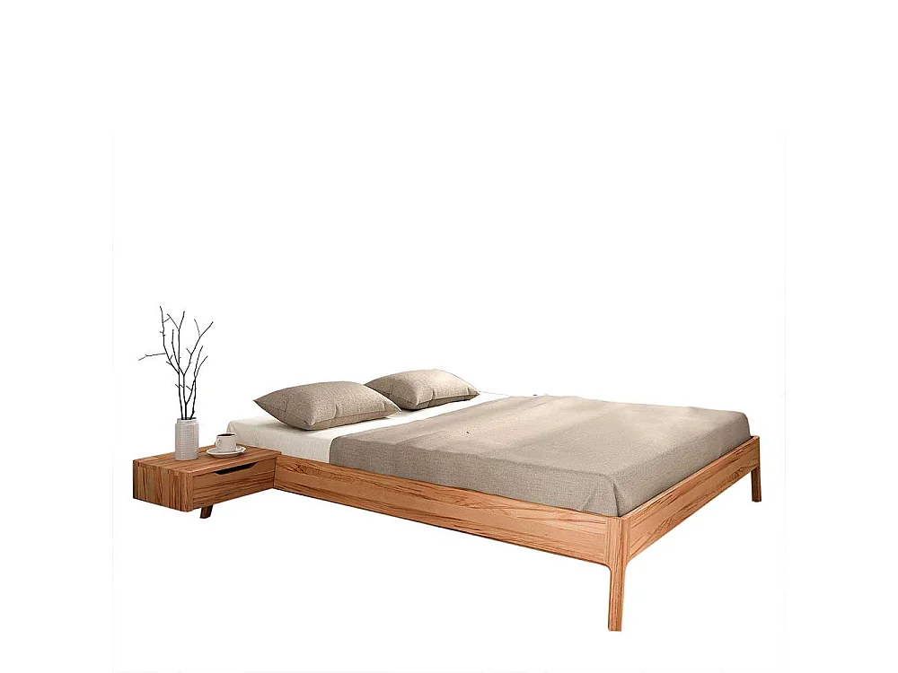 Doppelbettgestell aus Kernbuche Massivholz modernem Design