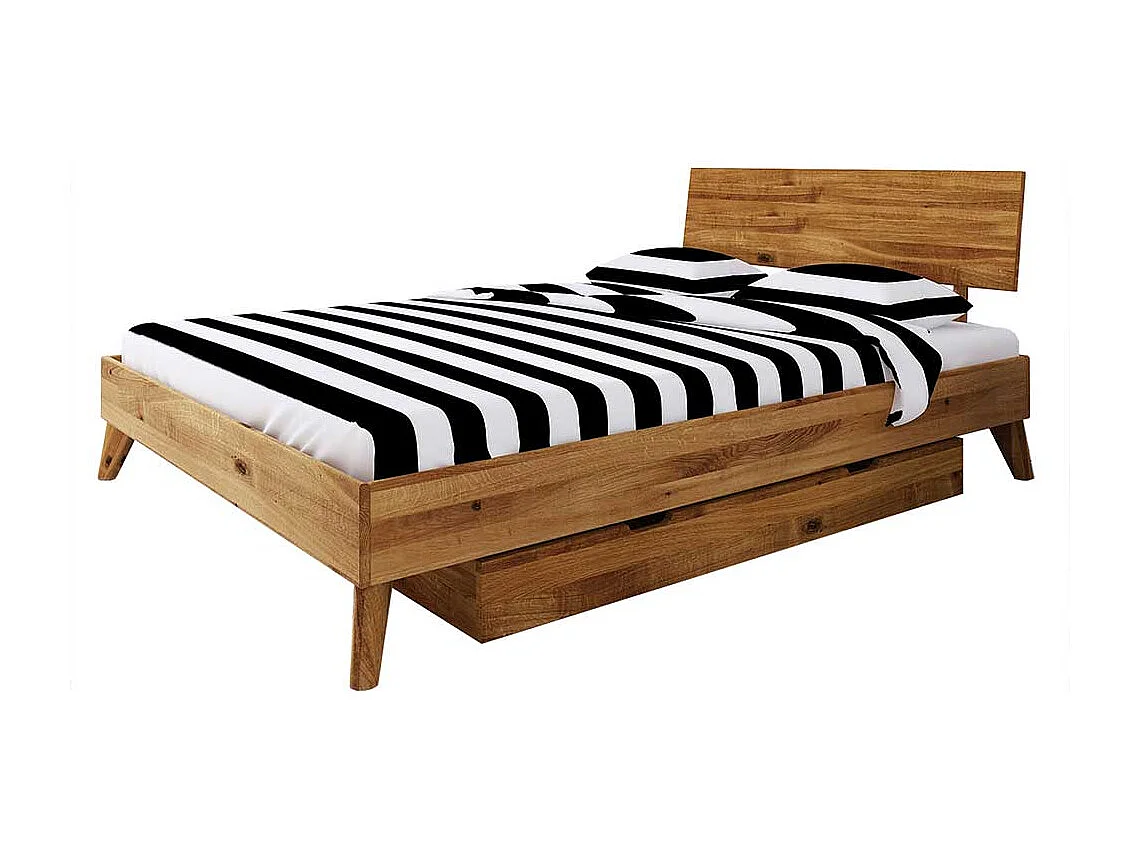 Futonbettgestell aus Wildeiche Massivholz Schubkasten