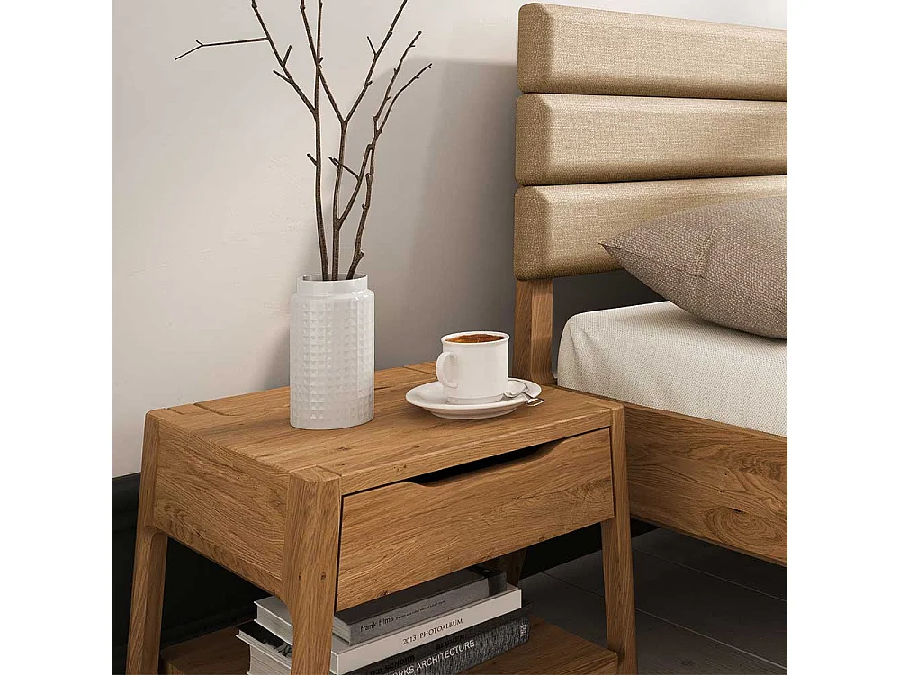 Holzbett in Wildeichefarben Beige