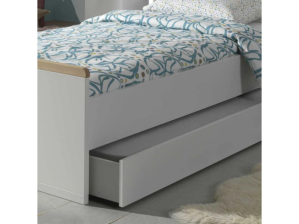 Jugendbettgestell in Weiß und Buche modern