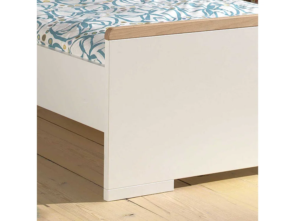 Jugendbettgestell in Weiß und Buche modern