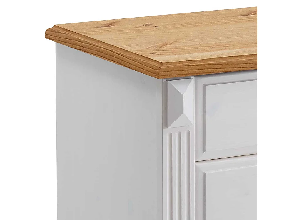 Komfortbett in Weiß Kiefer massiv Nachtkommoden (dreiteilig)