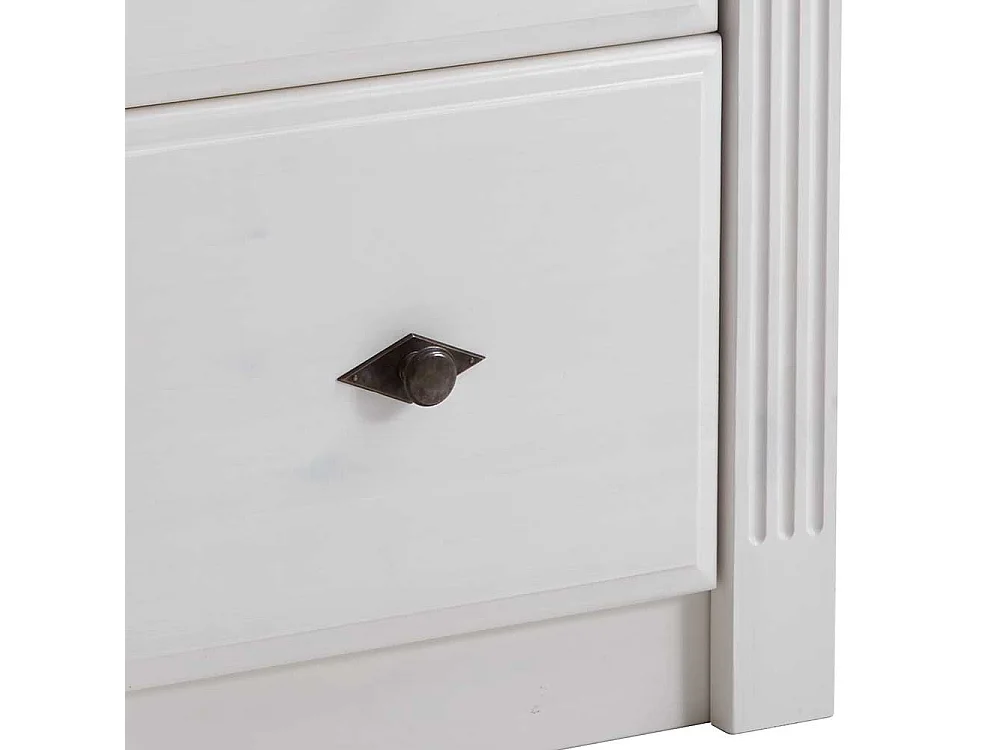 Komfortbett in Weiß Kiefer massiv Nachtkommoden (dreiteilig)