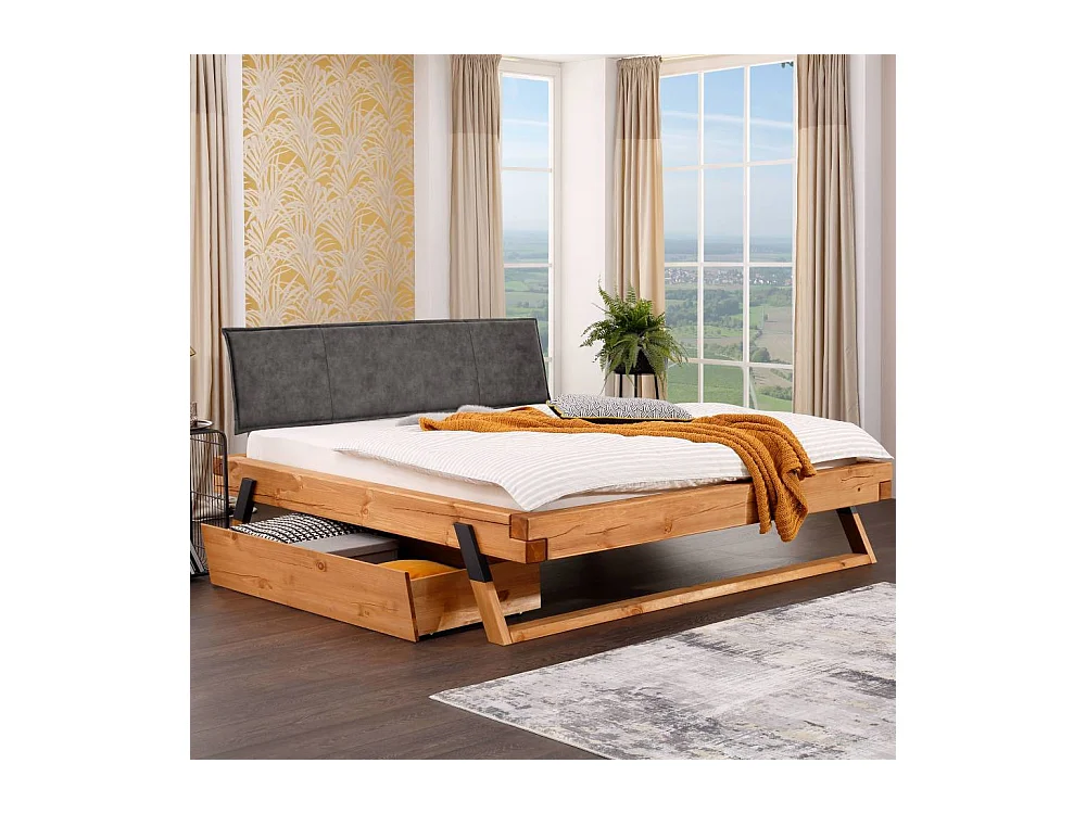 Bettgestell Massivholzbett aus Massivholz mit Mittelsteg