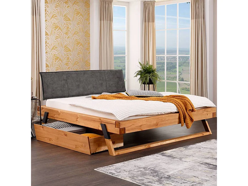 Bettgestell Massivholzbett aus Massivholz mit Mittelsteg