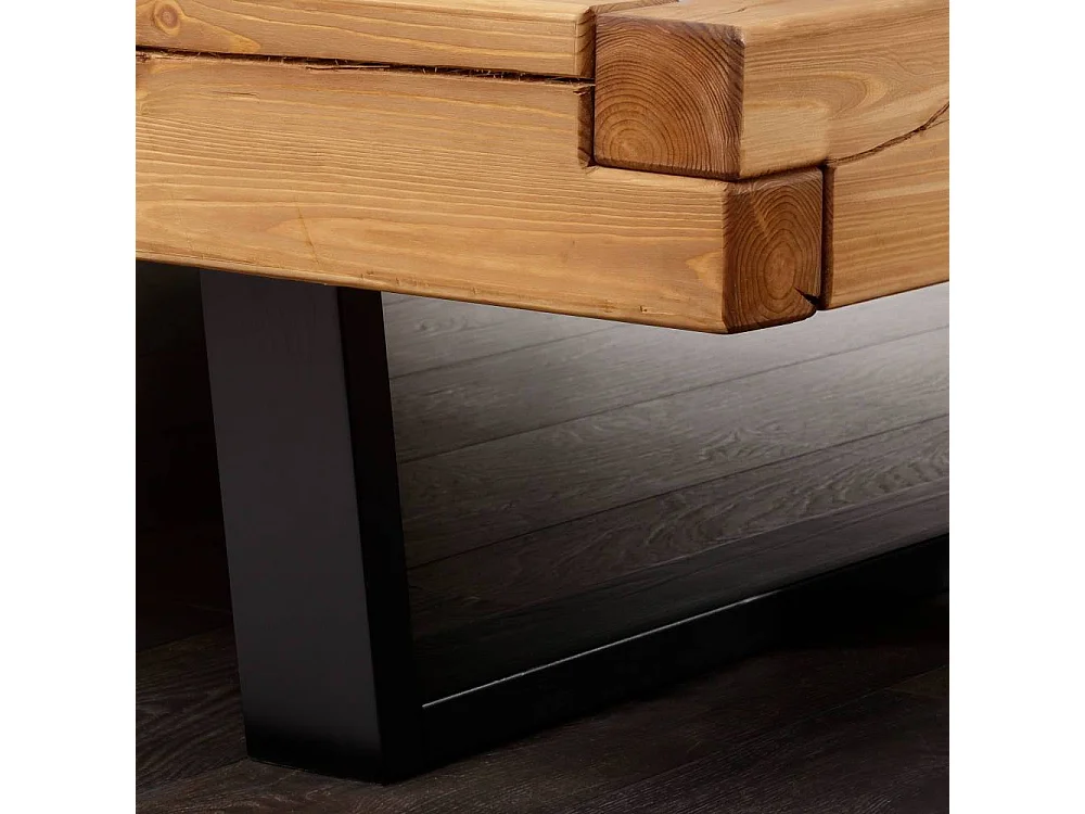 Holzbett Doppelbett auf Kufen mit Massivholz Oberfläche